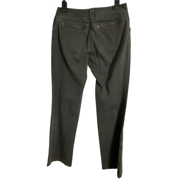 Elie Tahari Womens 8 Green Pants Button Side Stretch Straight Pocket Casual Chic - Picture 2 of 10